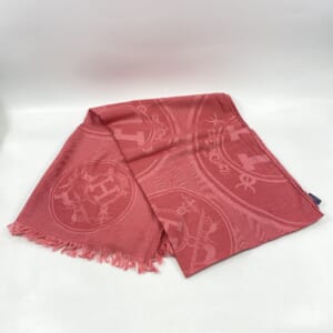 エルメス Hロゴ ストール ピンク カシミヤ