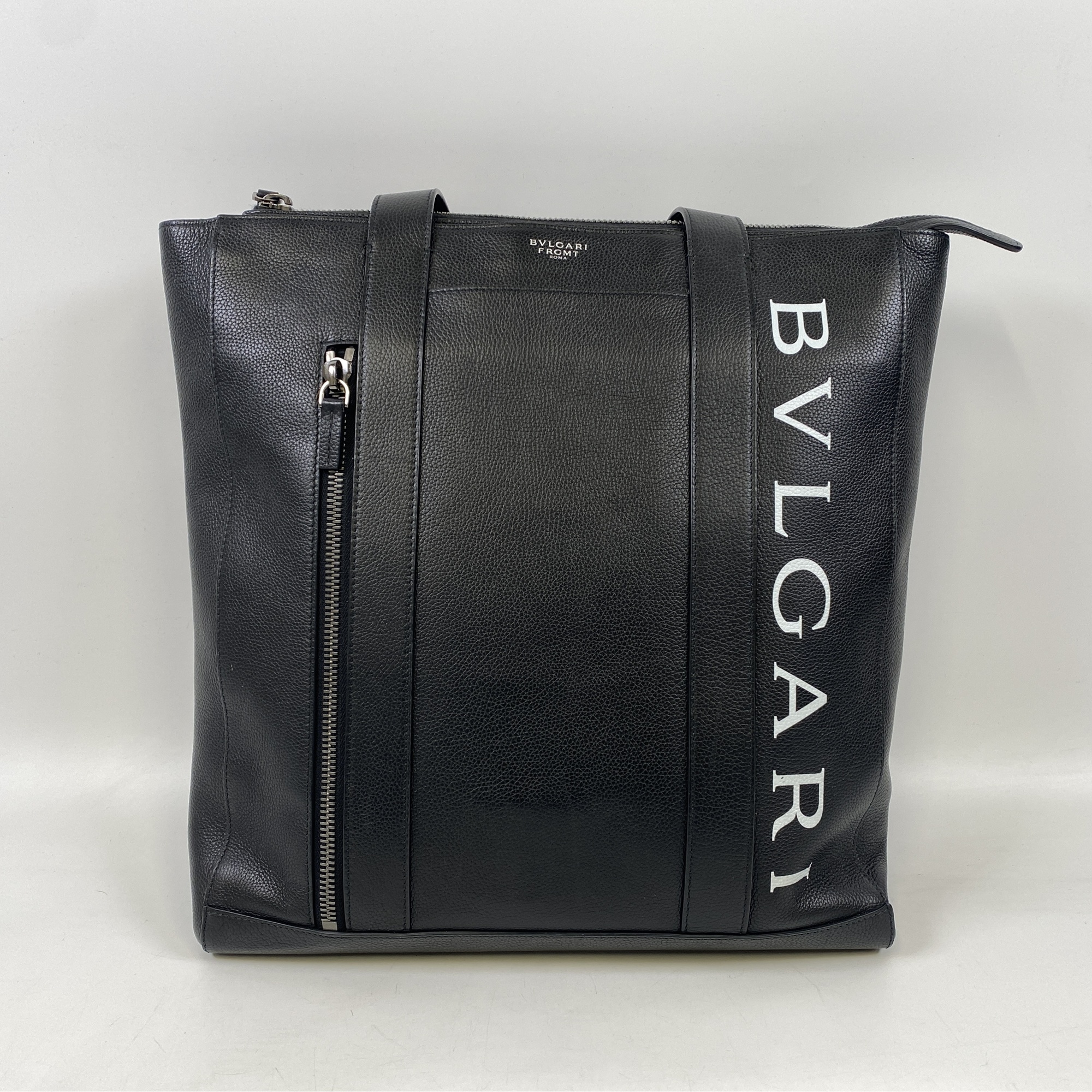 ブルガリ フラグメント トートバッグ レザー 黒 Bランク