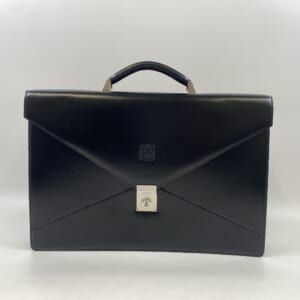 ロエベ アナグラム ディプロマティコ ビジネスバッグ レザー 黒