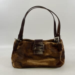 フェンディ マンマバケット ハンドバッグ ハラコ ブラウン