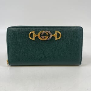グッチ ズゥミ ラウンド 長財布 グリーン