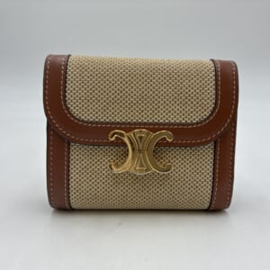 セリーヌ トリオンフ 2つ折り財布 ブラウン キャンバス