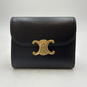 セリーヌ トリオンフ 三つ折り財布 レザー ブラック