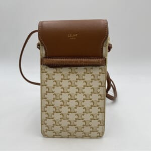 セリーヌ トリオンフ モバイルケース ブラウン×ベージュ PVC×レザー 10G332CQD.01TA