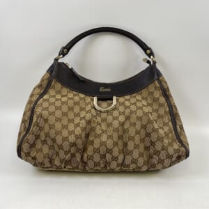 グッチ GGキャンバス ショルダーバック 茶×黒 レザー×キャンバス 189832