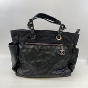 シャネル パリビアリッツMM 黒 キャンバス×レザー