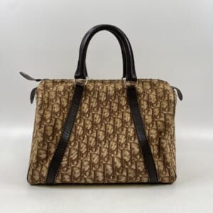 ディオール トロッターボストンバッグ ブラウン レザー×キャンバス