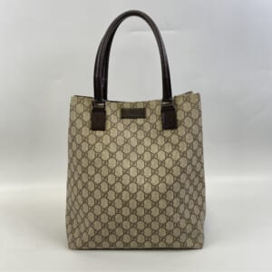 グッチ GGキャンパス トートバッグ ベージュ PVC×レザー 131220