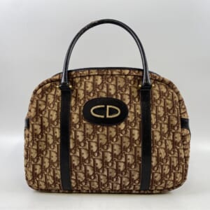 ディオール トロッター ボストンバッグ CDロゴ ベージュ×ブラウン キャンバス×レザー