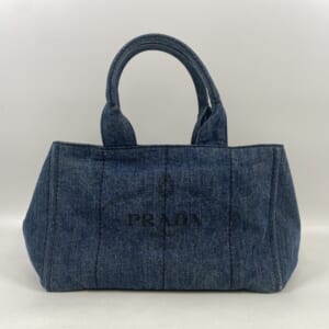 プラダ カナパ ハンドバッグ 青 デニム B1877B