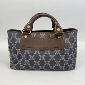 セリーヌ マカダム ハンドバッグ 青 デニム