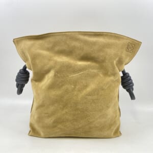 ロエベ フラメンコ ノット ショルダーバッグ ベージュ スエード×レザー