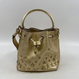 ジミー チュウ ボンボンバケット スタッズ 2WAY巾着バッグ ゴールド レザー 買取実績【買取日：2026年3月29日】