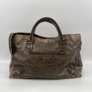 バレンシアガ ザ シティ ハンドバッグ グレー レザー 115748