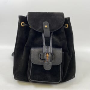 グッチ バンブー バックパック 黒 スエード×レザー 003・1705