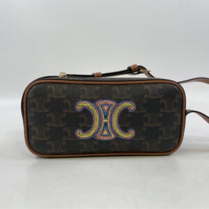 セリーヌ キュイル トリオンフ ミニ カメラバッグ ブラウン PVC×レザー