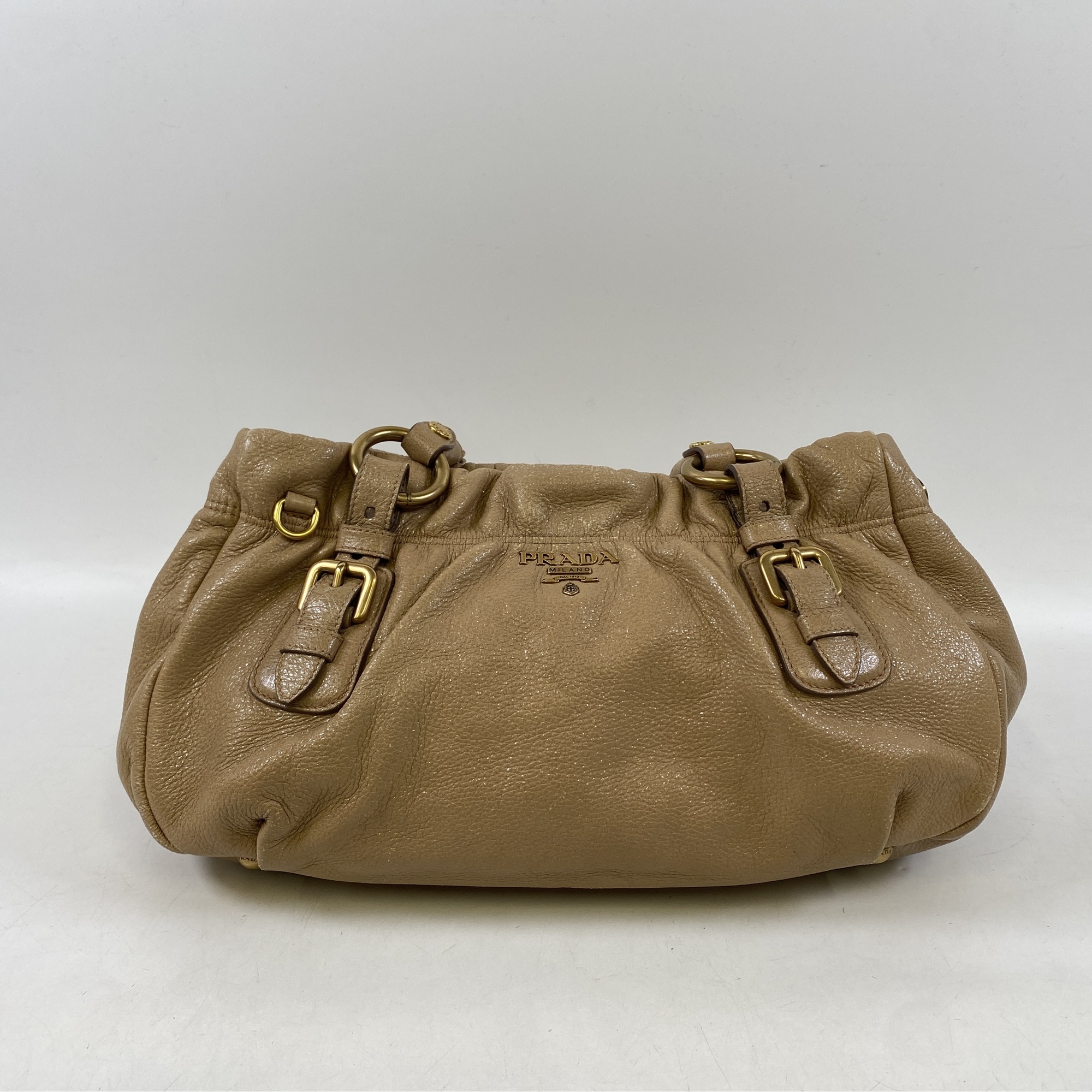 プラダ チェーントートバッグ レザー ブラウン Bランク