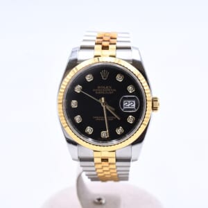 ロレックス デイトジャスト 黒文字盤 10PD 新PD SS×YG/AT ジュビリーブレスレット 116233G