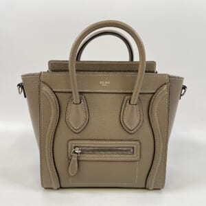 セリーヌ ラゲージ ナノ グレージュ レザー