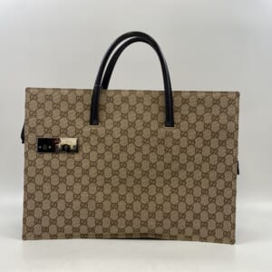 グッチ GGキャンバス ビジネスバッグ トート ベージュ×ブラウン