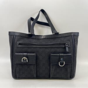 グッチ GGキャンバス トートバッグ 黒 キャンバス×レザー 268639