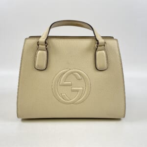 グッチ ソーホー インターロッキングＧ 2wayハンドバッグ 白 レザー 607722