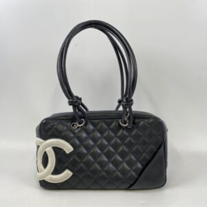 シャネル カンボンライン ボーリング ハンドバッグ 黒×白 ラムスキン SV金具 シール有 買取実績【買取日：2026年3月24日】