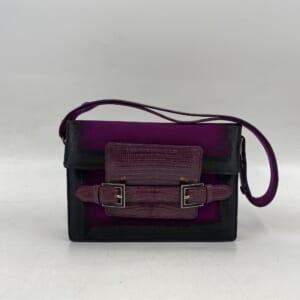 フェンディ ロゴ ワンショルダーバック レザー×パイソン×ハラコ 紫