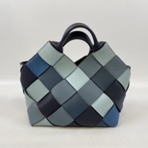 ロエベ ウーブン バスケットバッグ スモール 黒×青系