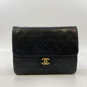 シャネル マトラッセ プッシュロック SフラップSチェーンショルダーバッグ 黒 ラムスキン GD金具 シール