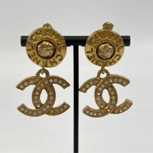 シャネル ヴィンテージ ココマーク イヤリング GP ラインストーン