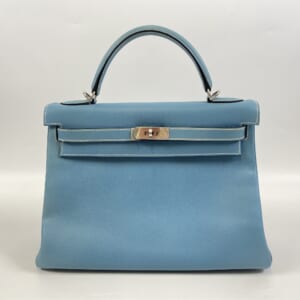 エルメス ケリー32 ブルージーン エプソン SV金具 □I刻印