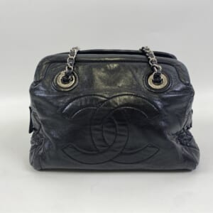 シャネル デカココ チェーンハンドバッグ 黒 ラムスキン SV金具 シール