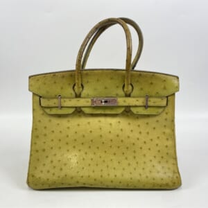エルメス バーキン30 グリーン系 オーストリッチ SV金具 □M刻印