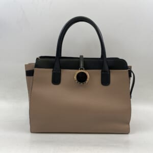 ブルガリ アルバ 2WAY ハンドバッグ ブラウン×ブラック レザー GD金具