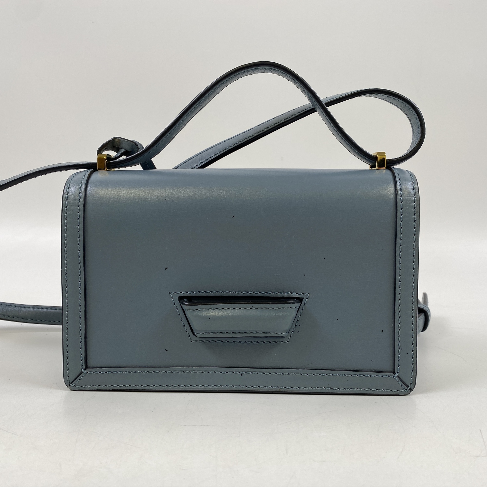 ロエベ バルセロナ ショルダーバッグ ブルー レザー Bランク