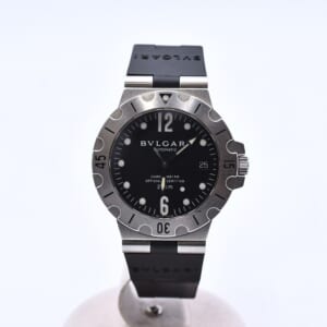 ブルガリ ディアゴノ 黒文字盤 SS×ラバー/AT SD38S