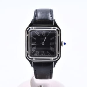 カルティエ サントスデュモン ブラックラッカー文字盤 SS×革/手巻き WSSA0046