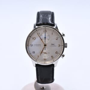 IWC ポルトギーゼ・クロシェットノグラフ 白文字盤 SS×革/AT IW371604