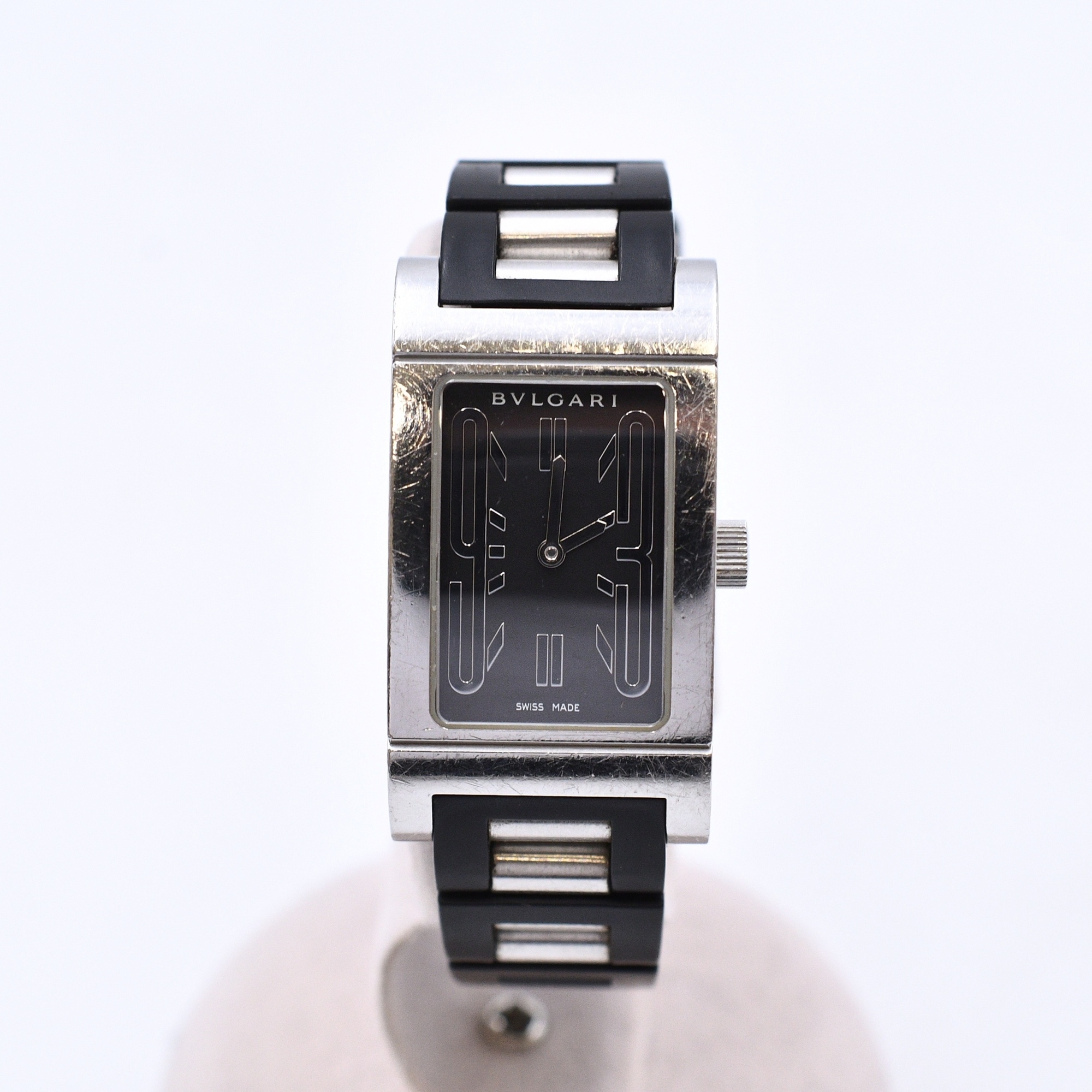 BVLGARI(ブルガリ) 腕時計 レッタンゴロ RT39S レディース 黒 ブルガリ BVLGARI レッタンゴロ RT39S クォーツ SS ラバーベルト
