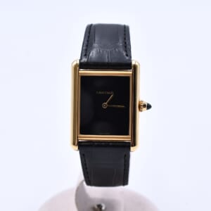 カルティエ タンク ルイ カルティエ 黒文字盤 YG×革/手巻 WGTA0091