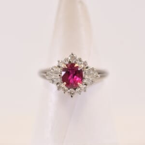 赤石リング Pt900 0.90ct 0.41ct