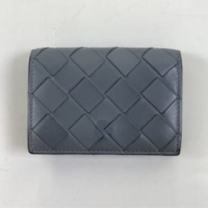 ボッテガヴェネタ イントレチャート 三つ折り財布 グレー レザー