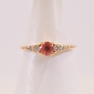 ロードクロサイトダイヤリング K18 0.36ct 0.16ct