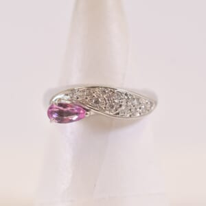 ピンクトパーズダイヤリング Pt900 0.31ct 0.131ct