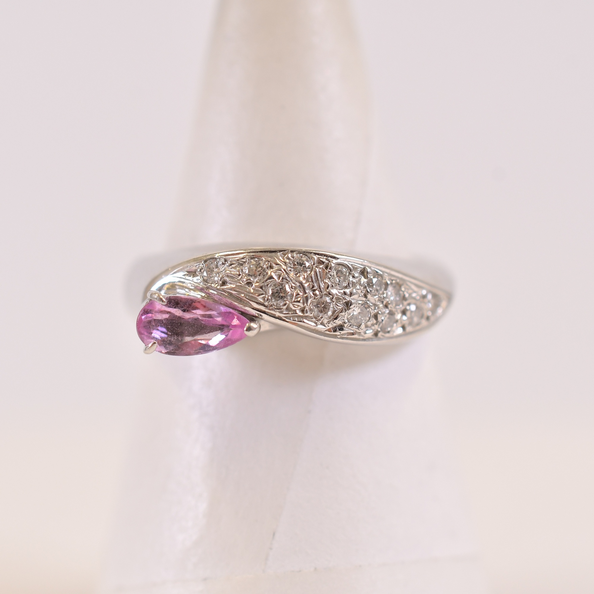 ピンクトパーズダイヤリング Pt900 0.31ct 0.131ct Bランク