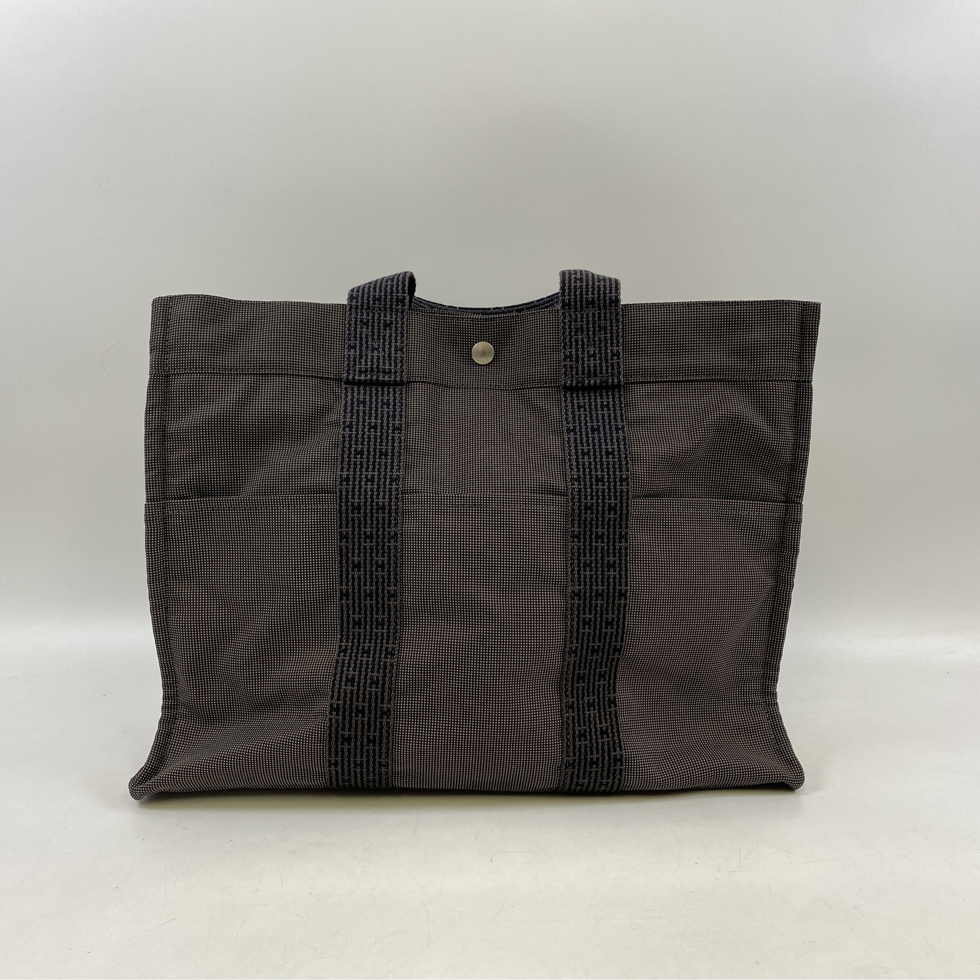エルメス エールラインMM ハンドバッグ グレー キャンバス Bランク