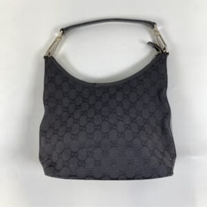 グッチ GGキャンバス ワンショルダーバッグ 黒 レザー×キャンバス 000 0602 002122