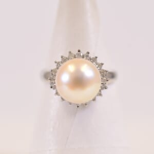 パール エレダイヤリング Pt900 8.8mm D0.17