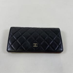 シャネル マトラッセ 長財布 ブラック ラムスキン SV金具